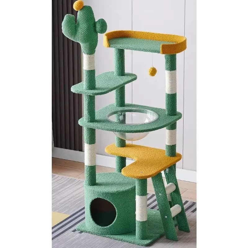 Nuovi Alberi per Gatti e Tiragraffi 2026 in Velluto e Sisal, Pali da Arrampicata per Gatti, Torre per Gatti a Forma di Cactus, Idea Regalo di Natale