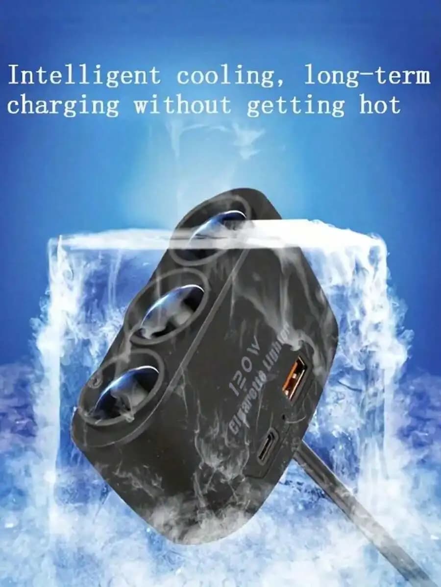 Inverter di Potenza per Auto 120W 12V con Caricatore USB Multi-Porta a Ricarica Rapida e Raffreddamento Intelligente