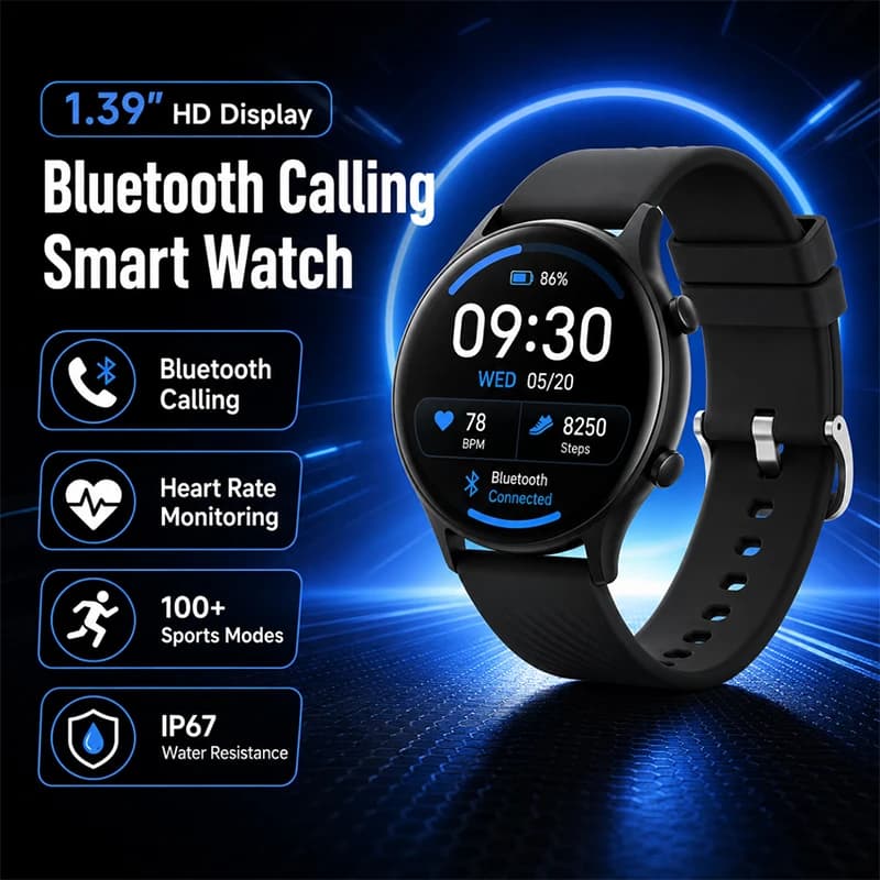 Nuovo Smartwatch Sportivo 2026 con Schermo HD da 1.39" e Chiamata Bluetooth, Impermeabile IP68, Monitoraggio della Salute, Compatibile con Android e iOS