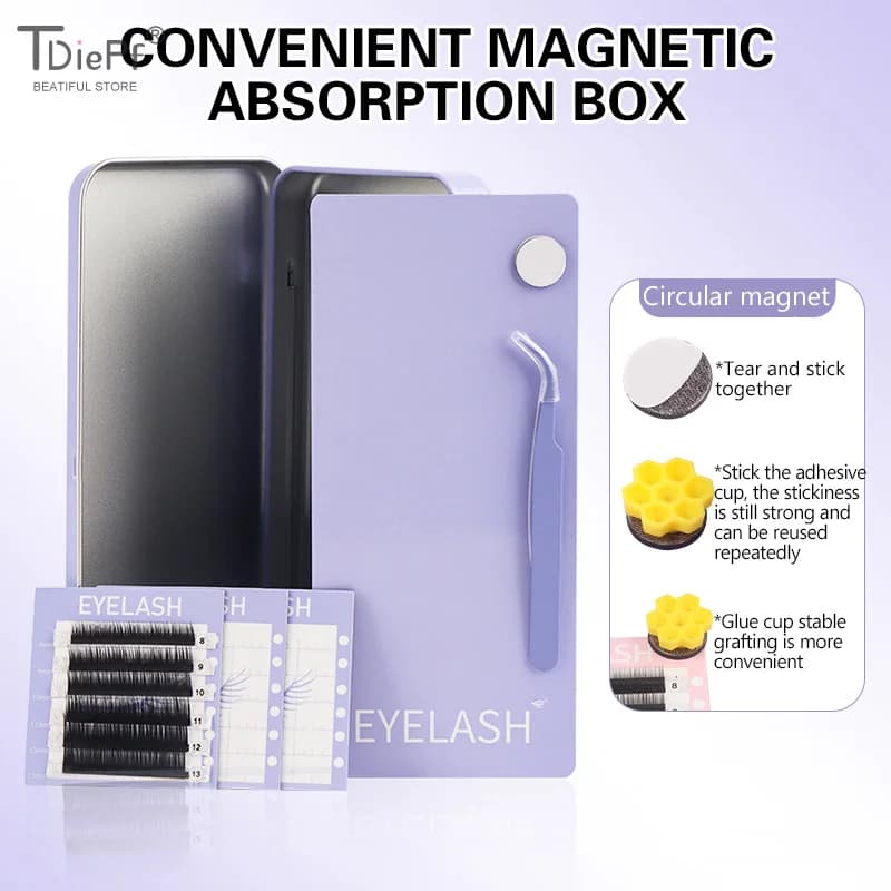 Empty magnetic card holder box for fake eyelashes with disc pliers Fake eyelash case Travel pallet container