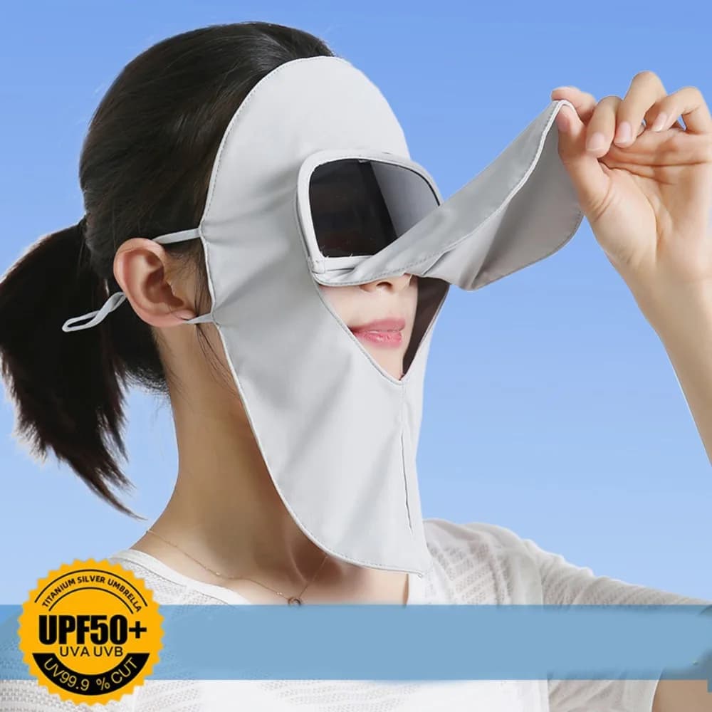 Maschera Elastica Protettiva Solare in Seta Ghiaccio, Sciarpa Viso Monocolore, Protezione UV Estiva per Escursionismo