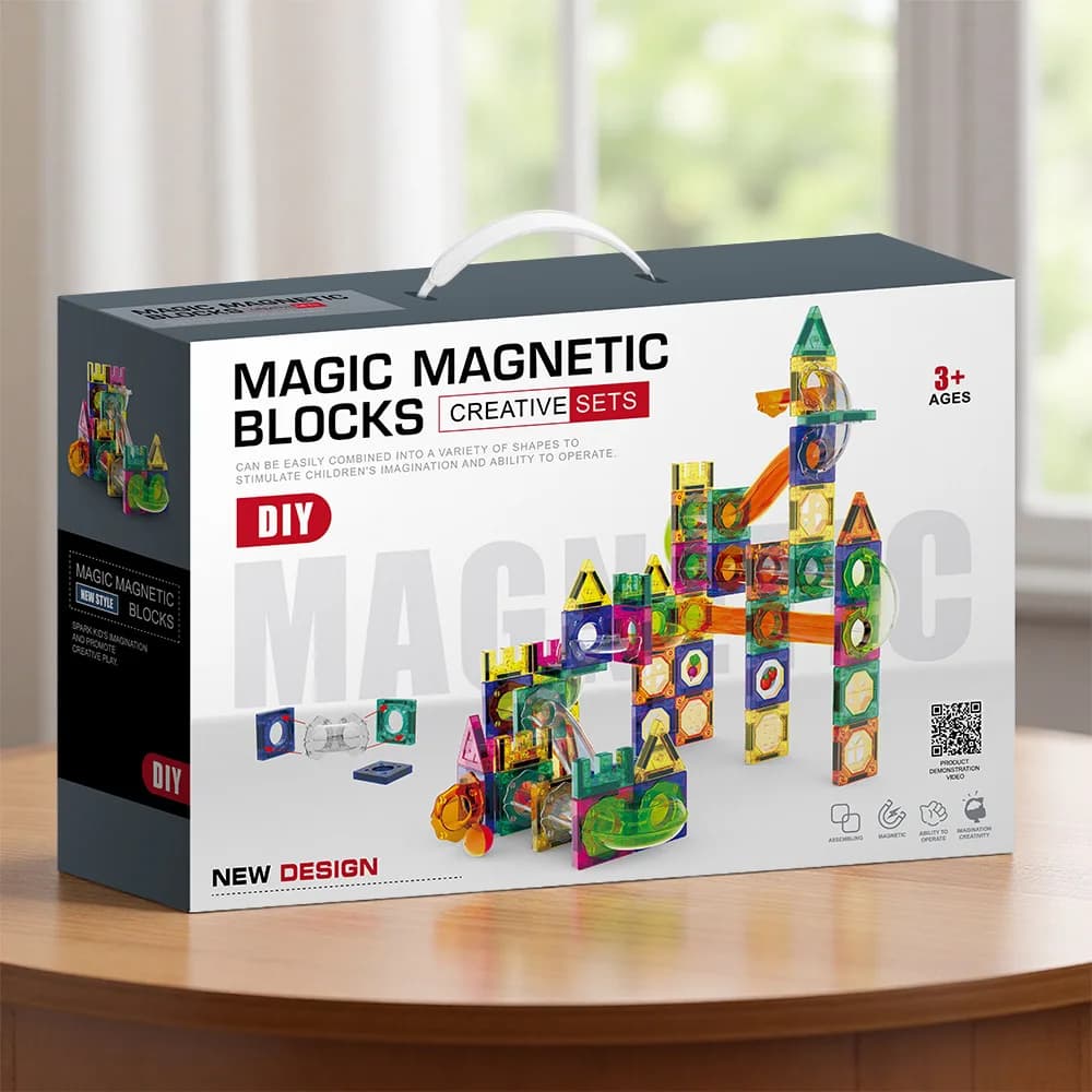 Set di blocchi di costruzione Esplorazione fisica Pista a sfera Blocchi magnetici Genitore Bambino Puzzle Assemblaggio Giocattolo Regalo Regalo di compleanno