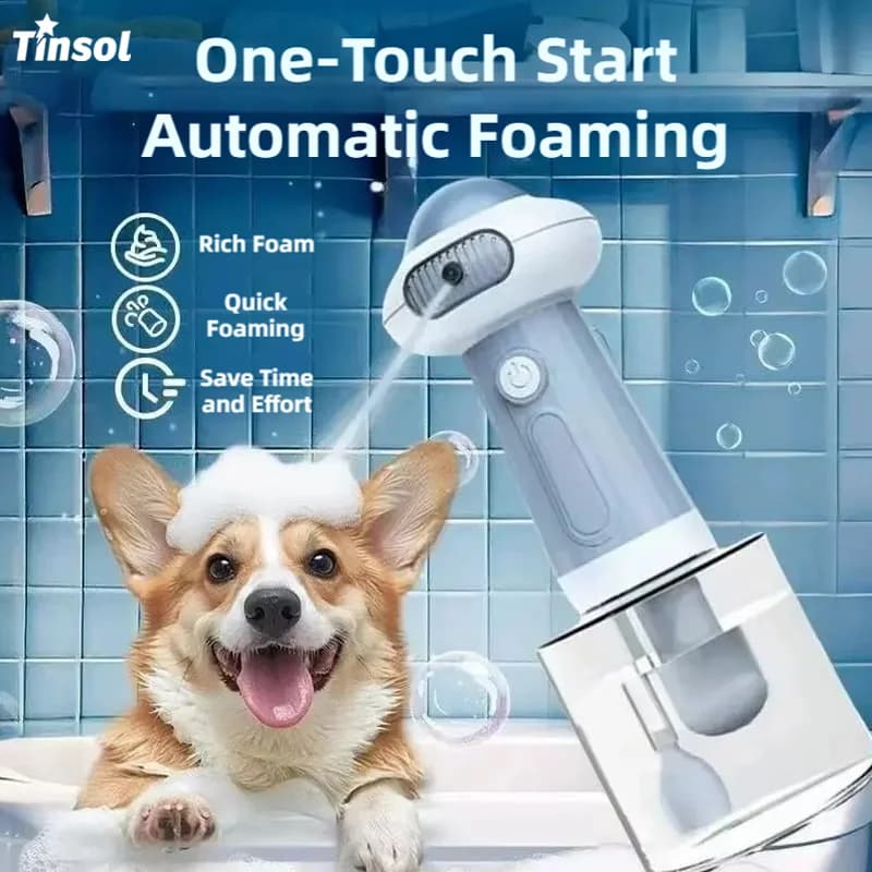 Pet shampoo foaming machine, foam dispenser for dogs and cats, USB rechargeable automatic foaming machine