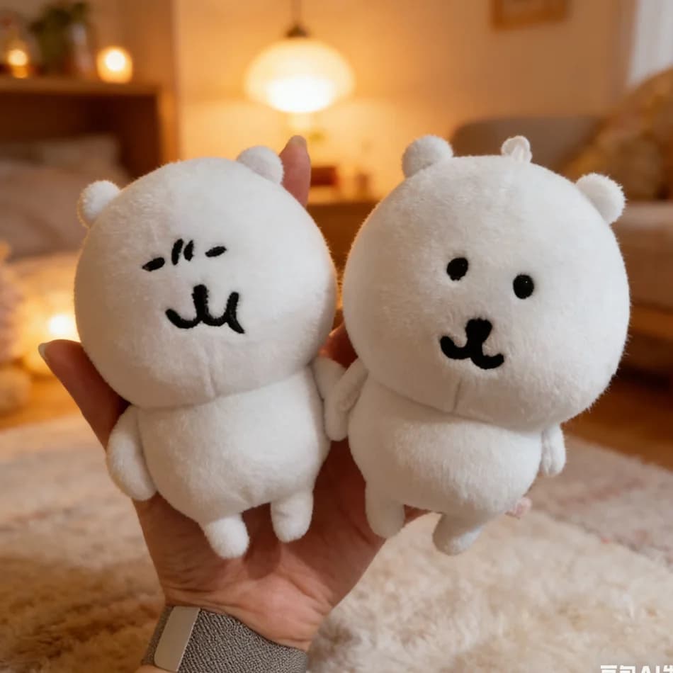 2Pcs Self Mocking Bear Plush Keychain Cute Hanging Ornament Kawaii Cartoon Doll For Bags Backpack Car Keys Funny Gift Idea