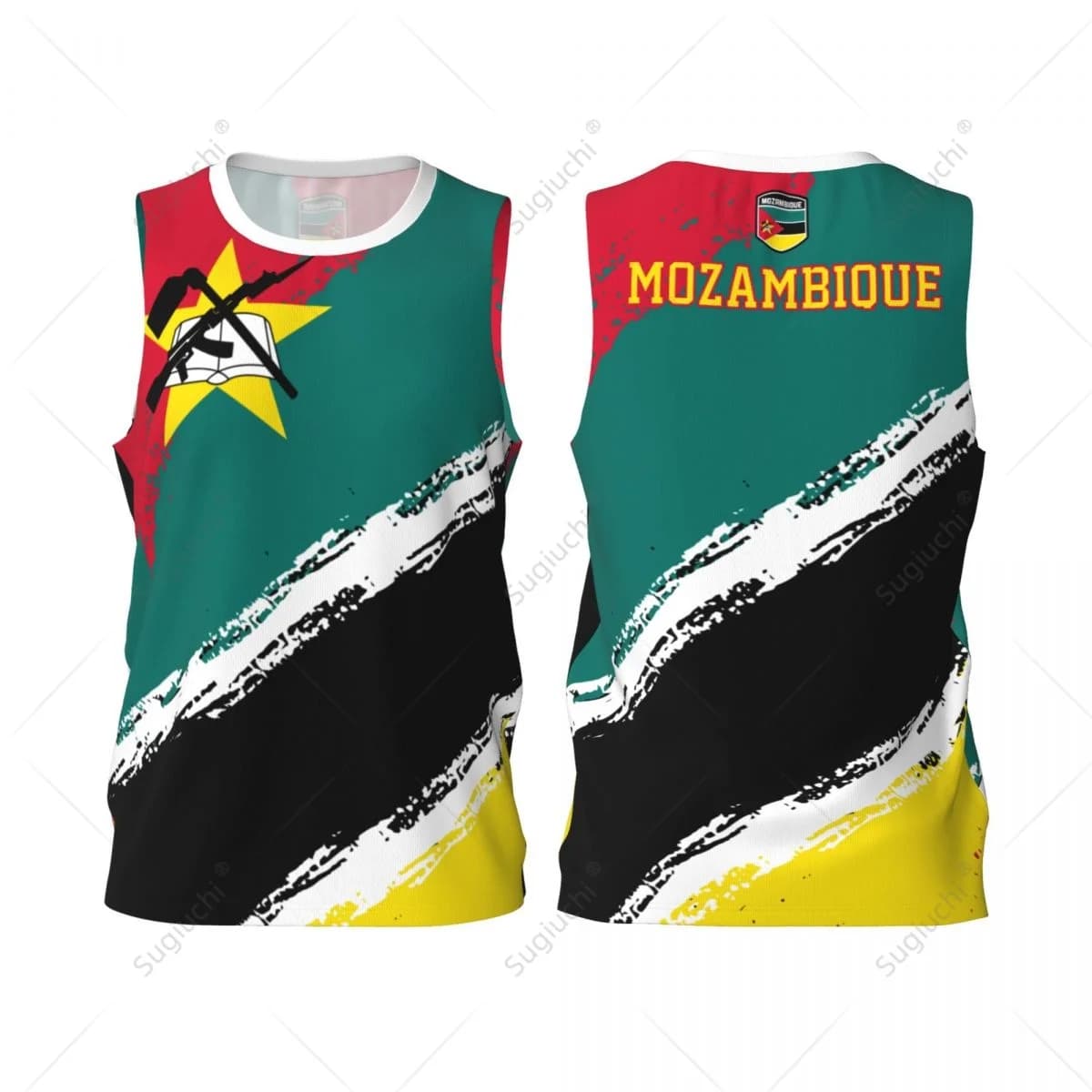 Men Basketball Sports Mozambique Flag Running Fitness Multifunction Jersey Sleeveless shirt Custom Name Nunber Exclusive