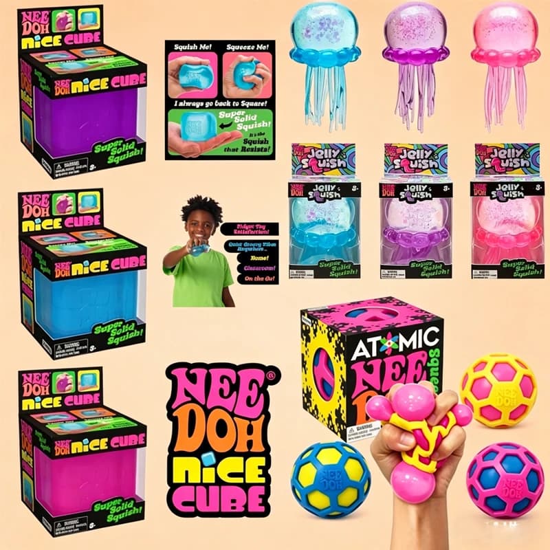 Nuovo NeeDoh Squishy Schylling - Palla Antistress Atomic - Squishies Blind Box - Giocattolo Sensoriale Antistress - Regalo per Feste