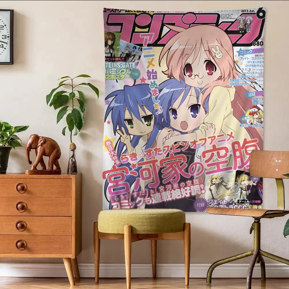 Anime Lucky Star stampato grande arazzo da parete appeso tarocchi Hippie tappeti da parete dormitorio a buon mercato Hippie appeso a parete