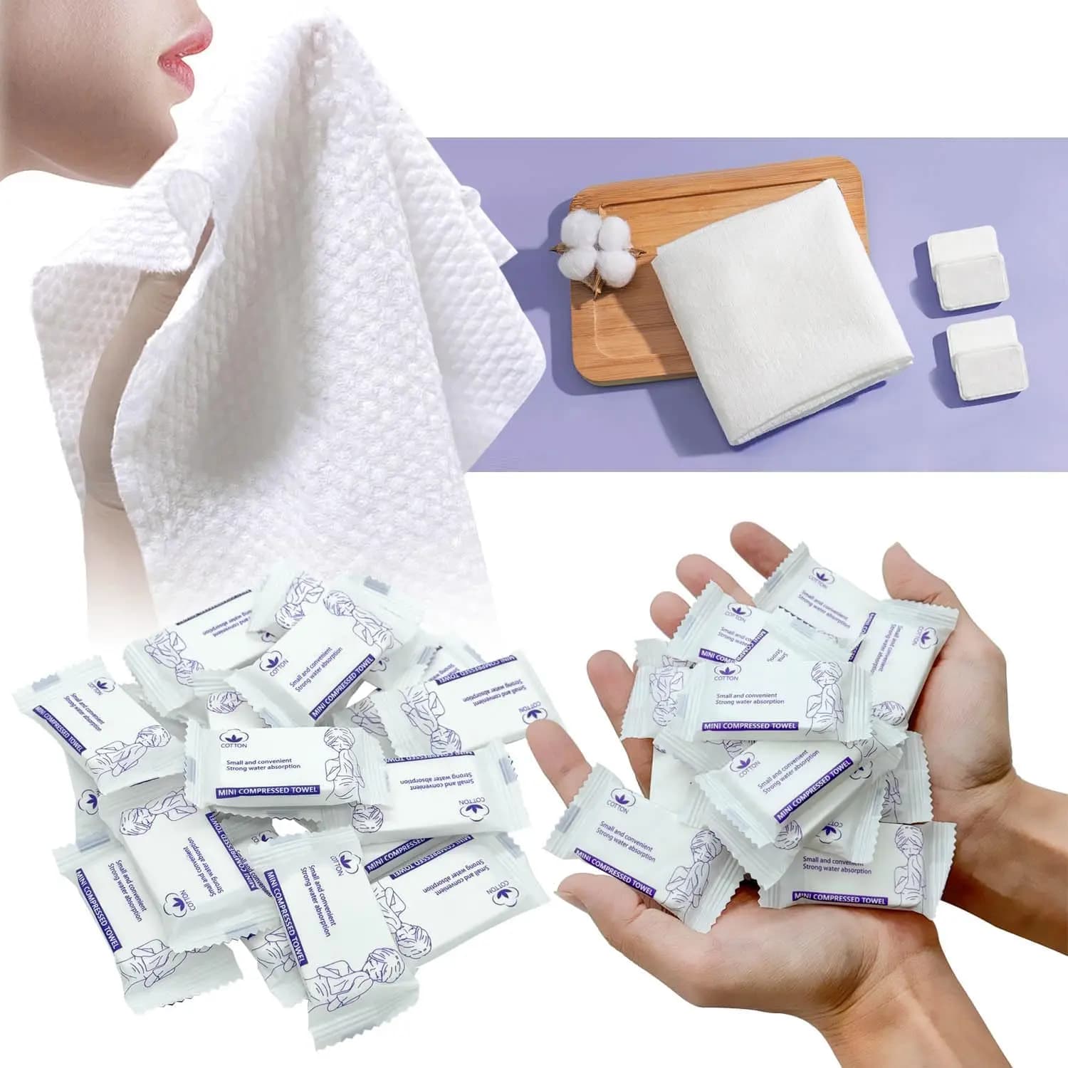 30 Pcs Disposable Washcloths for Travel, Cotton Compressed Towels, Thick & Reusable, 11.8x9.5 in, Ideal for Camping, Gym, Salon