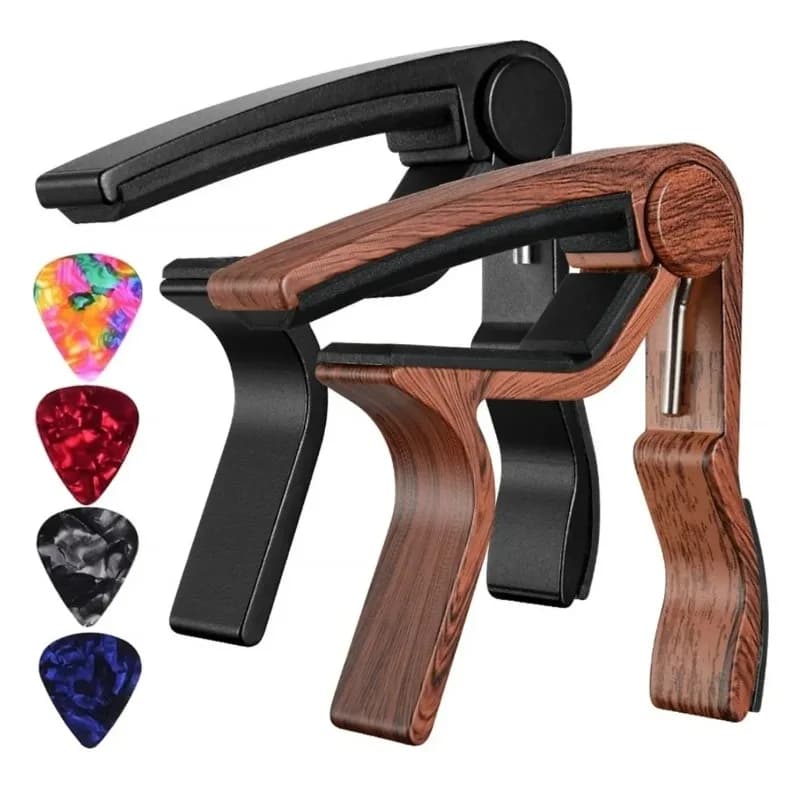 Guitar Capo for Acoustic and Electric Guitars Rosewood Color with 5 Picks
