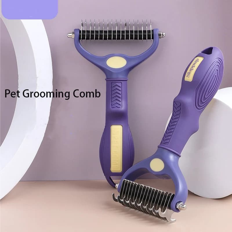 Cat Hair Removal Comb Dog Hair Remove Brush Double Sided Pet Grooming Brush Comb for Shedding and Dematting Comb Pet Accessories