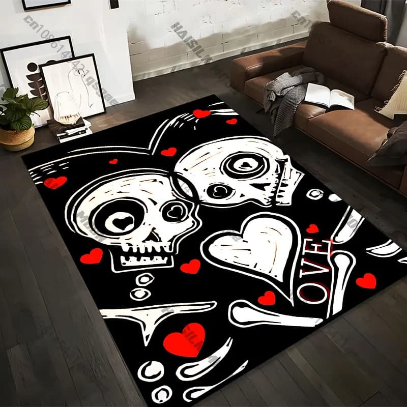 Carpets printed with symbols of love and skeletons in 21 different sizes, yoga mats for adults, decorations for the living room, customized zerbini