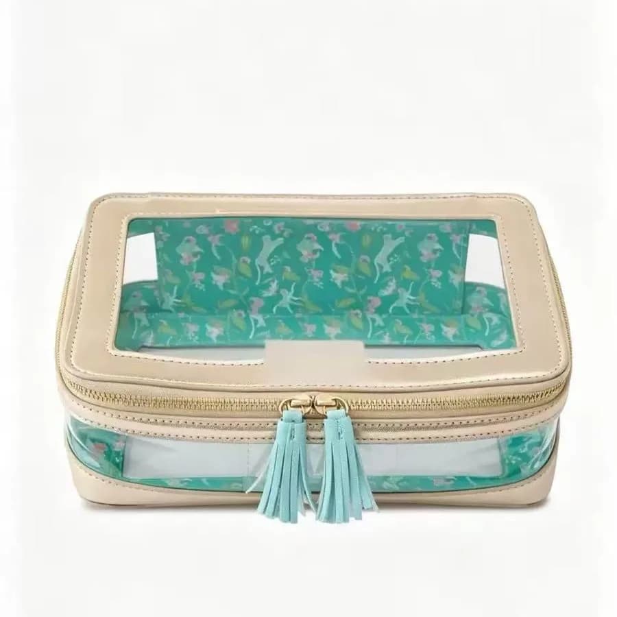 2026 New Model Factory for Best-Selling Luxury Modern Transparent Printed American Mahjong Tile Storage Makeup Bag