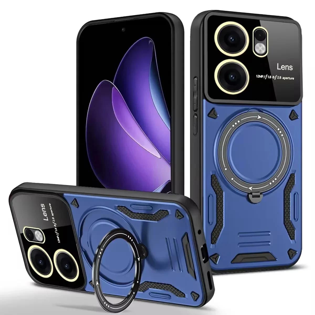 Per OPPO Reno 15 14 13 12 Pro 15F 14F 13F 12F A6 Pro A6x A5 A5x 4G 5G 360 ° Supporto ad Anello Magnetico con Custodia Protettiva per Obiettivo Fotocamera