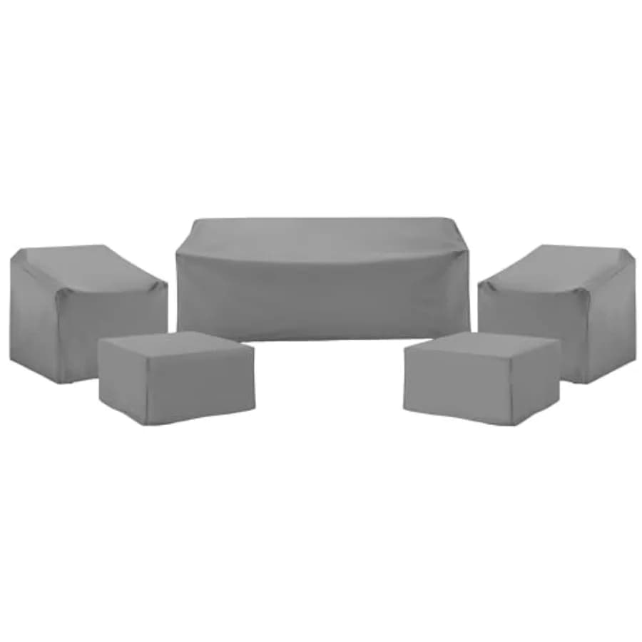 Patio Furniture Covers, Waterproof 5-Piece Cover Set for Outdoor Chairs, Sofa, Ottomans, Gray