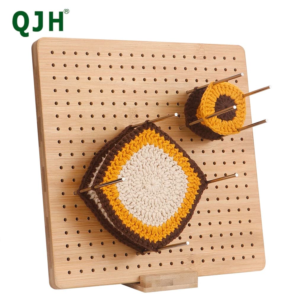 Bamboo Knitting Loom Set with Square Holes for Crochet Weaving Craft Tool Set Includes Small Medium And Large Size Boards