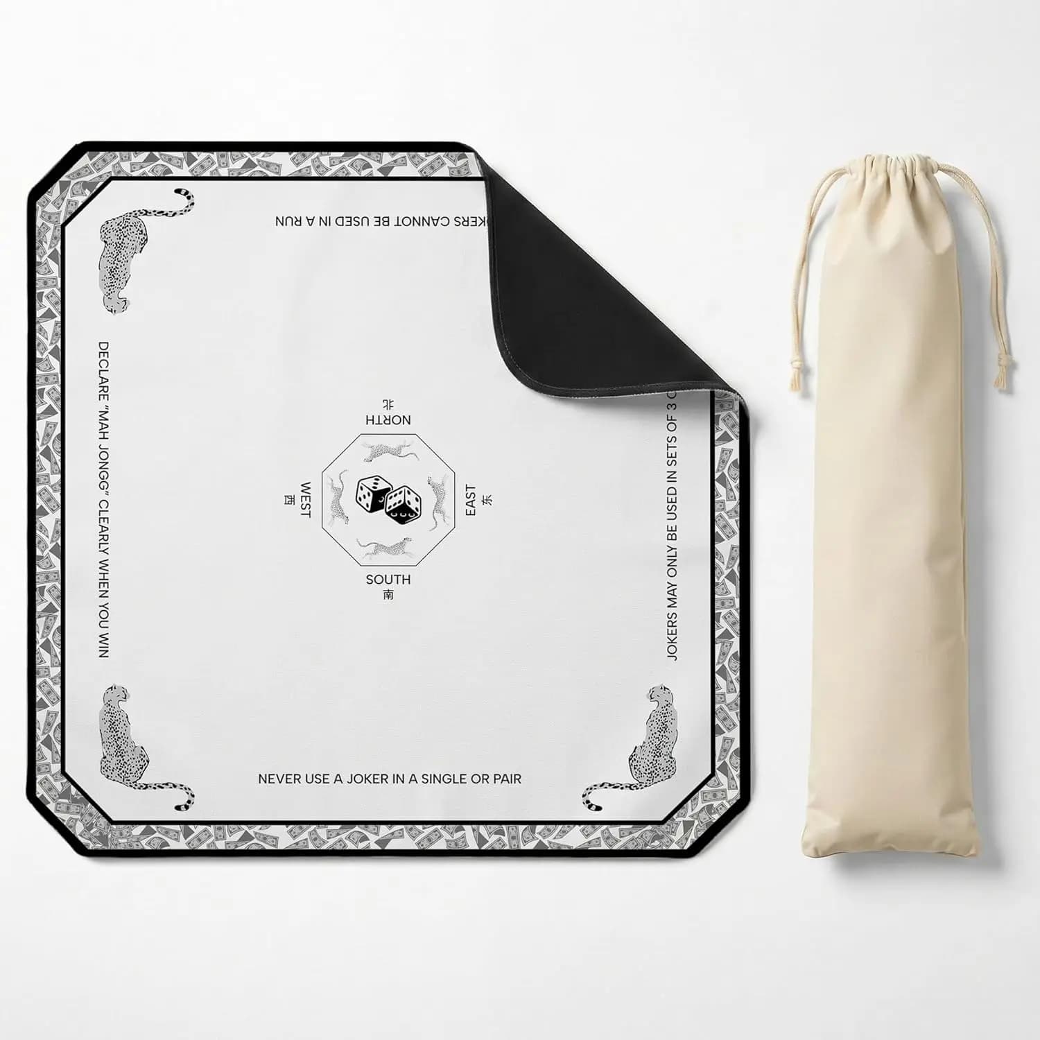 31"x31" Portable Mahjong Mat with Bag, Non-Slip & Noise Reduction, Washable, for Poker & Board Games