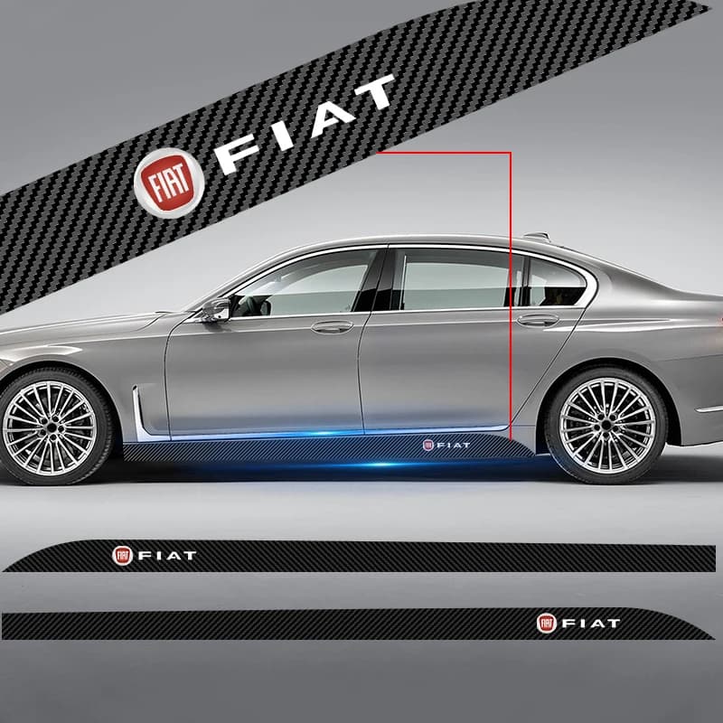 2 Pezzi Adesivi in Fibra di Carbonio per Minigonne Laterali Auto, Decalcomanie per Carrozzeria per Fiat 500 Punto 124 500 Bravo Stilo Panda Abarth Tipo Viaggio