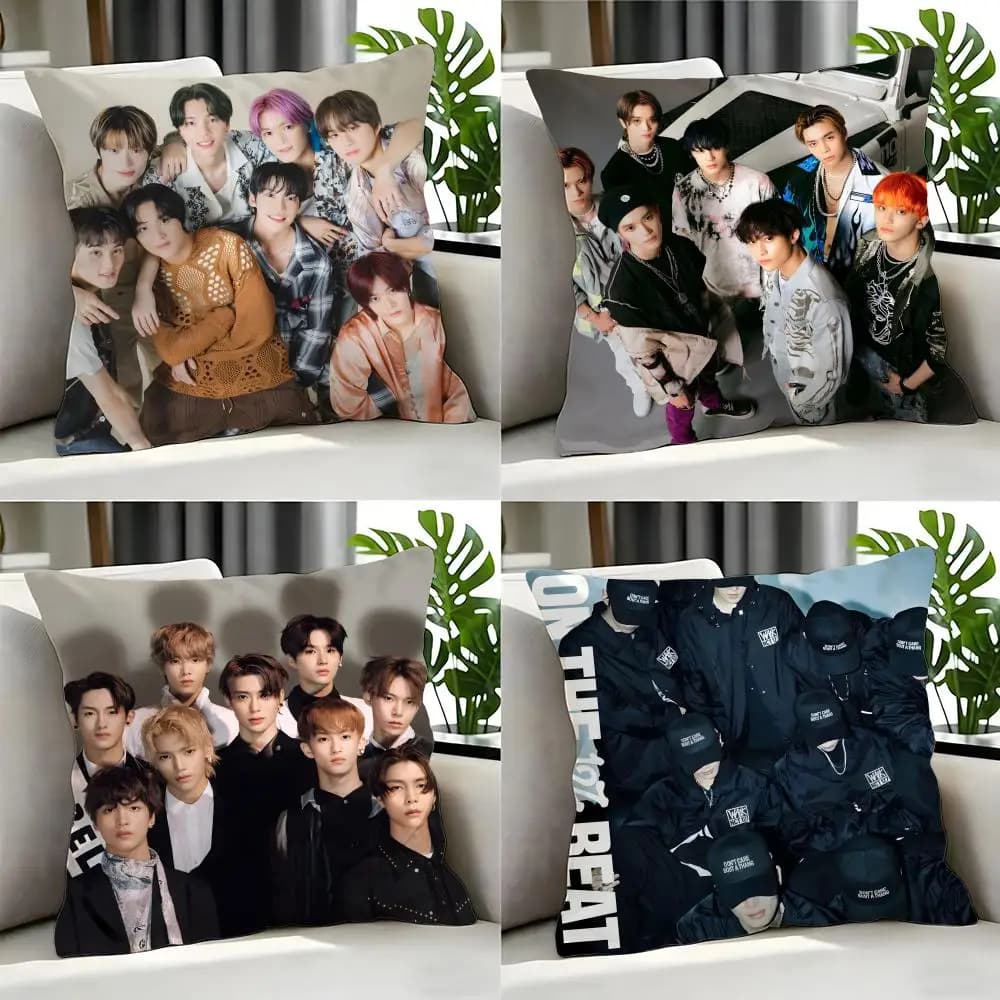 Set di 4 fodere per cuscini Celebrity NCT 127, 50x50 45x45 40x40, federe decorative per divano e arredamento casa