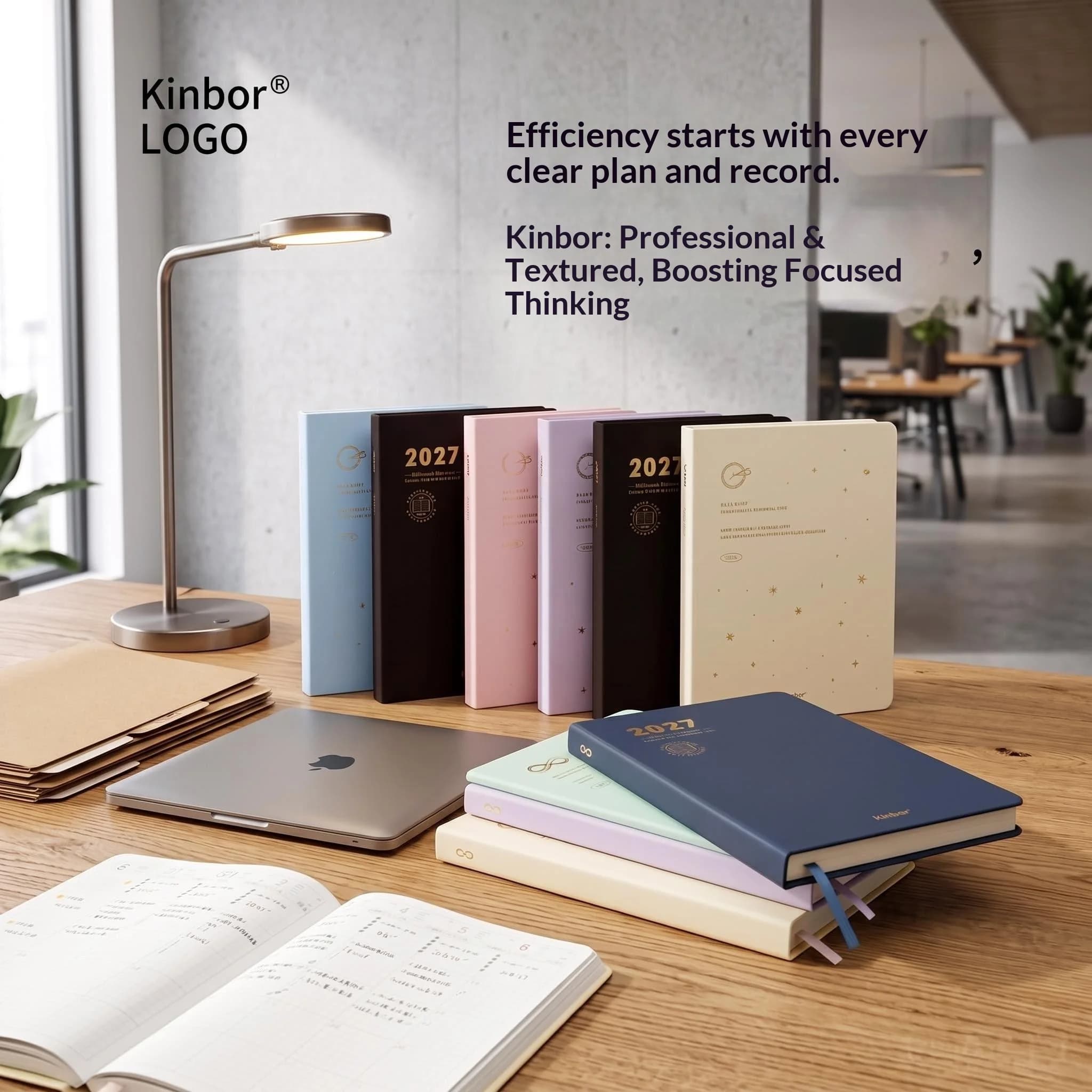 Kinbor 2027 New A5 Weekly Planner Notebook,Soft Touch PU Leather Cover,52g Inkproof Sichuan Paper,Portable Time Management Diary