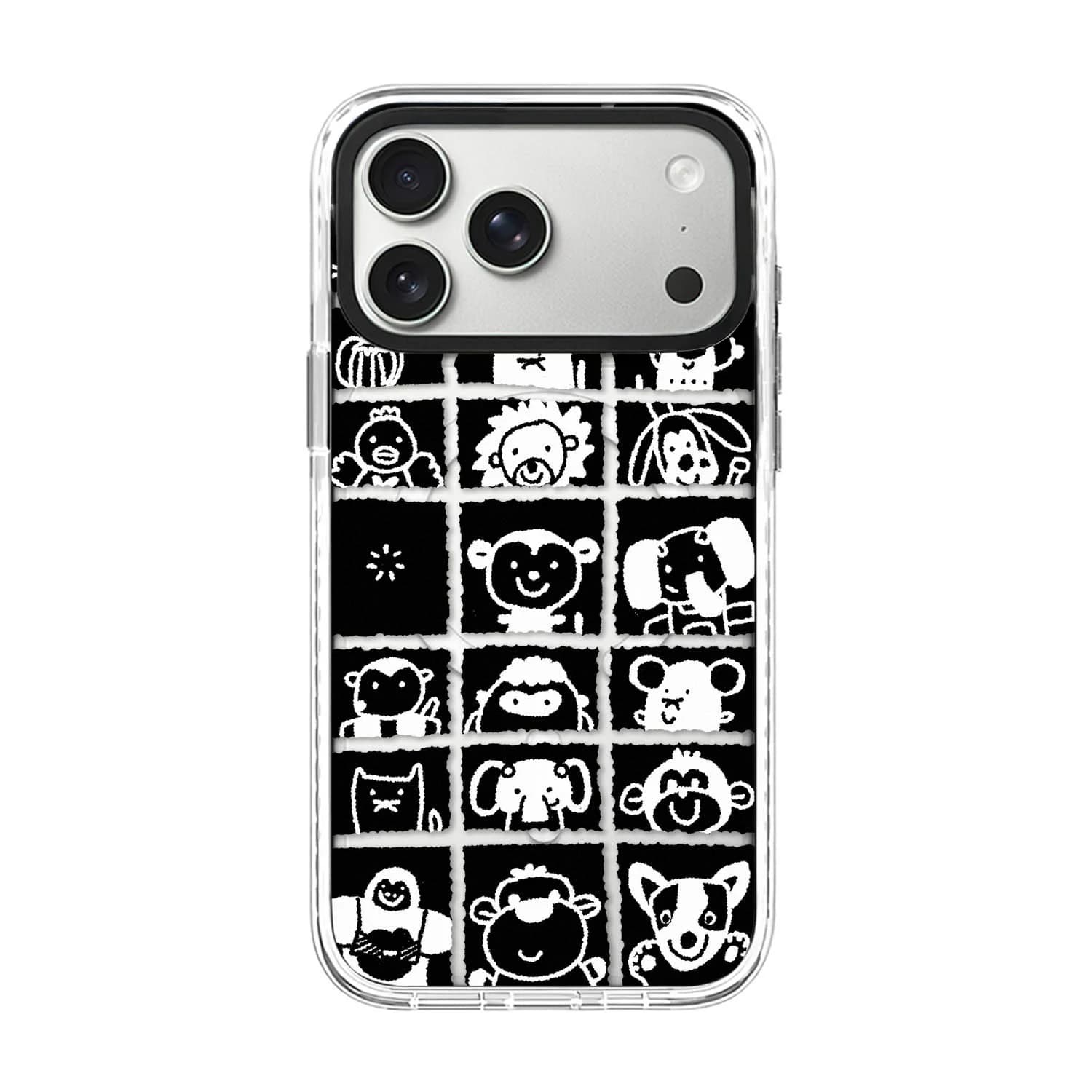Cute Checkered Cartoon Acrylic Black Border Magnetic Case: Compatible with IPhone 17 16 15 14 13 12 Pro Max 17 Air
