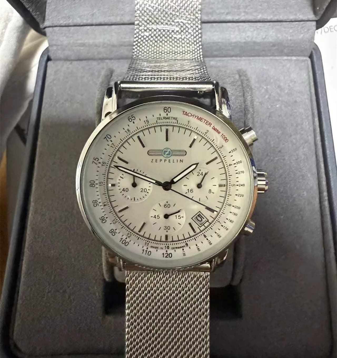 Luxury Zeppelin Mens Watch Automatic Date Quartz Three Eye Multifunctional Chronograph case Business Fashion
