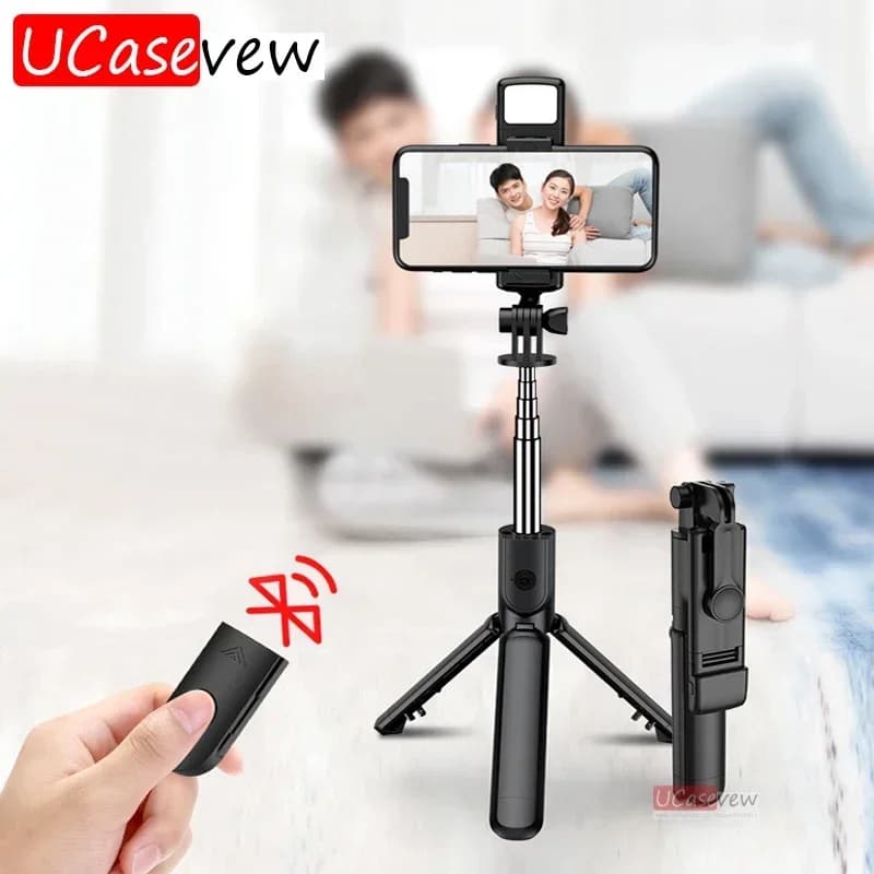 Treppiede monopiede selfie stick wireless estensibile Bastone selfie compatibile Bluetooth per Huawei Xiaomi iPhone 15 14 Streaming live