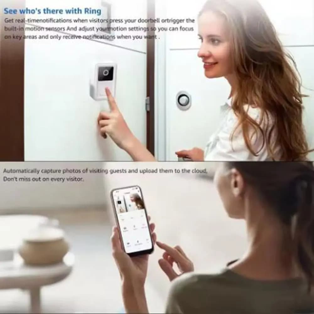 Campanello video WiFi autoadesivo a basso consumo e alta definizione, campanello video Tuya facile da usare, citofono bidirezionale senza fili.