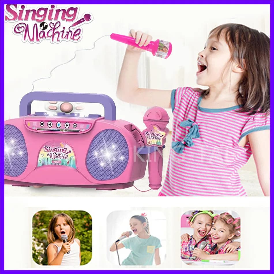 Kids Karaoke Machine Microphone Singing Toy with Light Early Educational Music Instrument Gift for Girls Boys