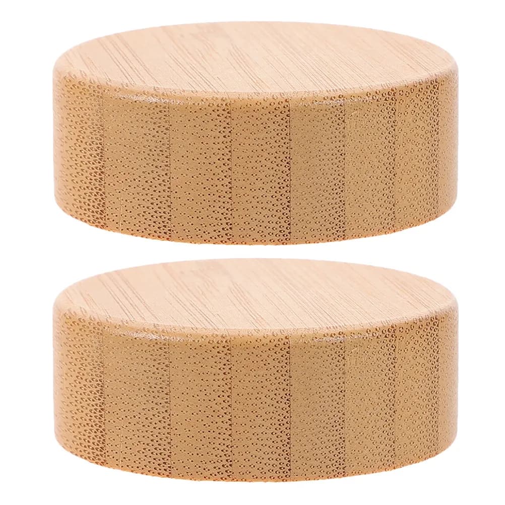 2Pcs Bamboo Jar Lids 41Mm Id Screw Thread Sealed Glass Bottle Covers Reusable Spice Storage Lid Replacement Set