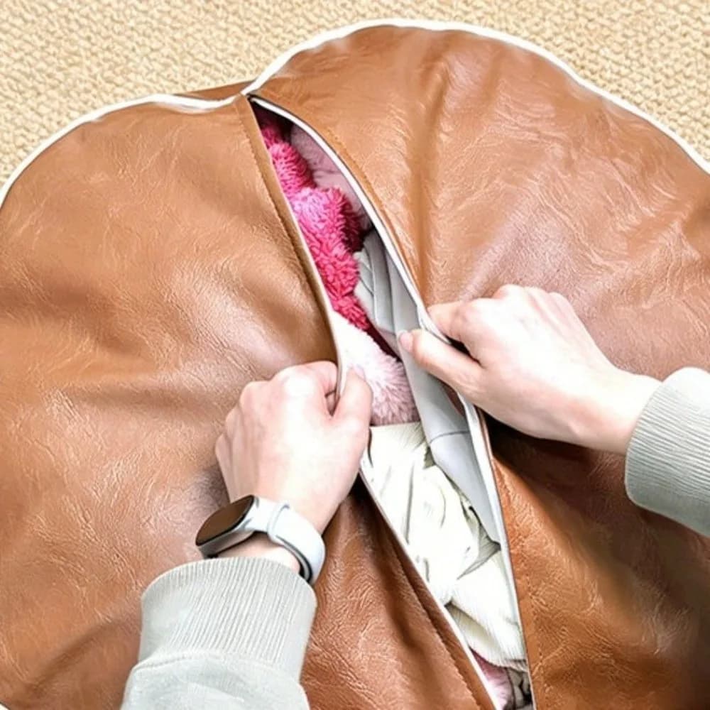 Round Seat Cushion Cover Large Capacity Embroidery Sofa Stool Cover Unstuffed Waterproof Storage Leg Bench Shoe-changing Use