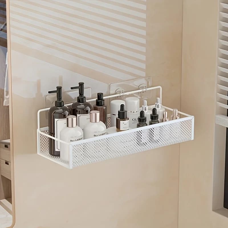 Portable Hanging Wall-mounted Storage Rack No-drilling Bathroom Shelf Garlic Seasoning Organizer Kitchen Storage Basket Moisture