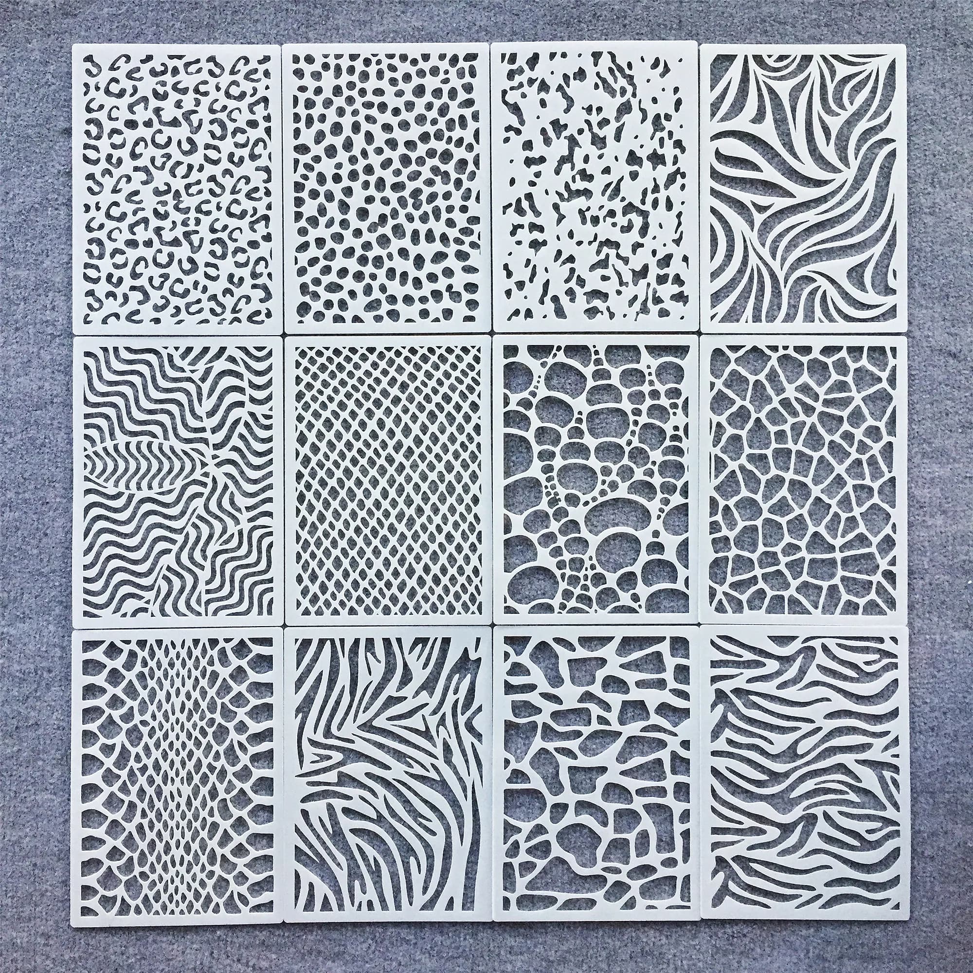 12Pcs/Set 21*15cm Leopard Printed Graffiti DIY Layering Stencils Wall Painting Scrapbook Coloring Embossing Album Decor Template