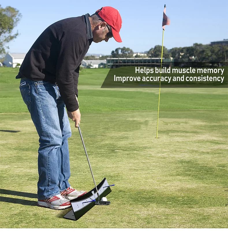 Golf Putting Track Rail Golf Training Aids Swing Practice Indoor/Outdoor Golf Putter Trainer Aid Golfer Balance Exercise