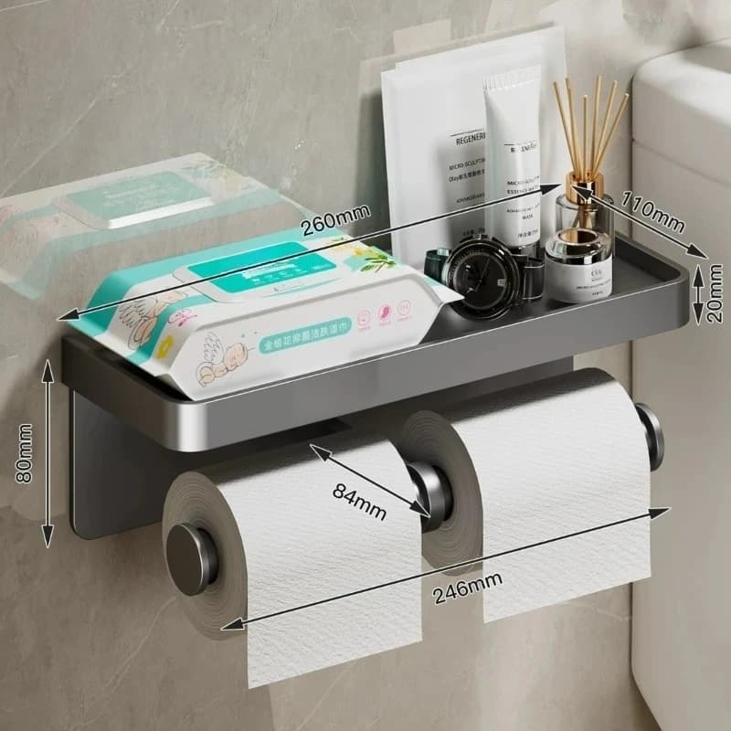 Porta carta igienica a doppia fessura Porta rotolo impermeabile senza trapano a parete Porta fazzoletti per accessori da bagno