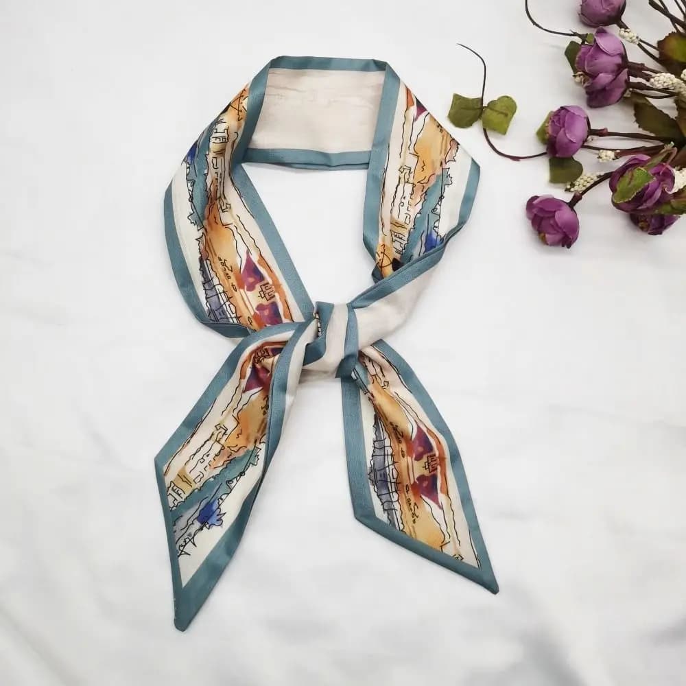 New Floral Headband Ribbon Oil Painting Headscarves Chinese Style Floral Scarf
