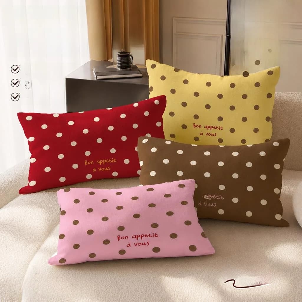 Office Chair Backrest Pillow Detachable Sofa Cushion Bedroom Polka Dot Waist Support New 2026 Removalable for Long Sitting