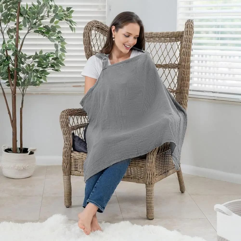 100*60cm Breastfeeding Cover Women Nursing Cloak Breathable Fabric Adjustable Straps 360 Degree Coverage Muslin Nursing Shawl