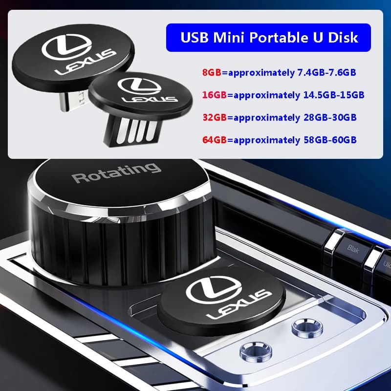Emblems Car Type C USB Flash Drive OTG 2.0 Micro USB Drive Pendrive For Lexus FSPORT LBX NX RX 350h 450h ES UX 300e GS GX IS LS