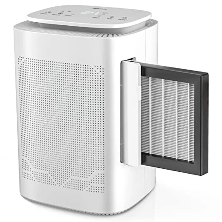 Deumidificatore e purificatore d'aria Combo filtro HEPA H13 e funzione ioni d'aria negativi Serbatoio dell'acqua da 54 once 1600 ml con tubo di scarico 24 ore A