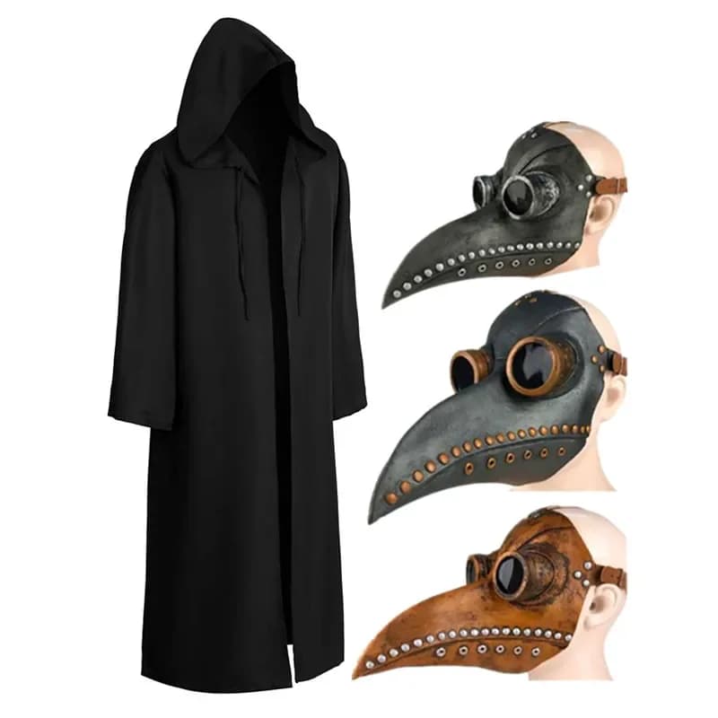 Halloween Cape Cosplay Plague Doctor Mask Costume strega tunica accappatoio con cappuccio accessori per maschere da gioco per feste per adulti e bambini