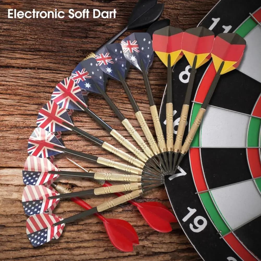 12Pcs Reusable Electronic Darts, Soft Professional Tips with Detailed Patterns, Recreational Sports Darts Set
