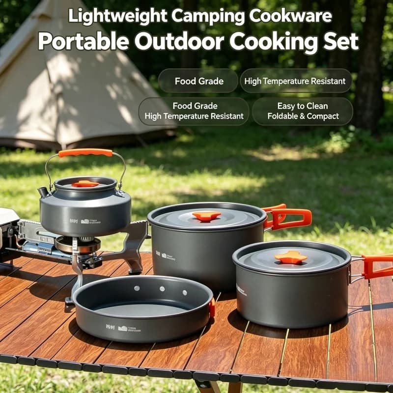 10Pcs Ultralight Aluminum Camping Cookware Set Pot Kettle With Storage Bag for Hiking Picnic Outdoor Travel