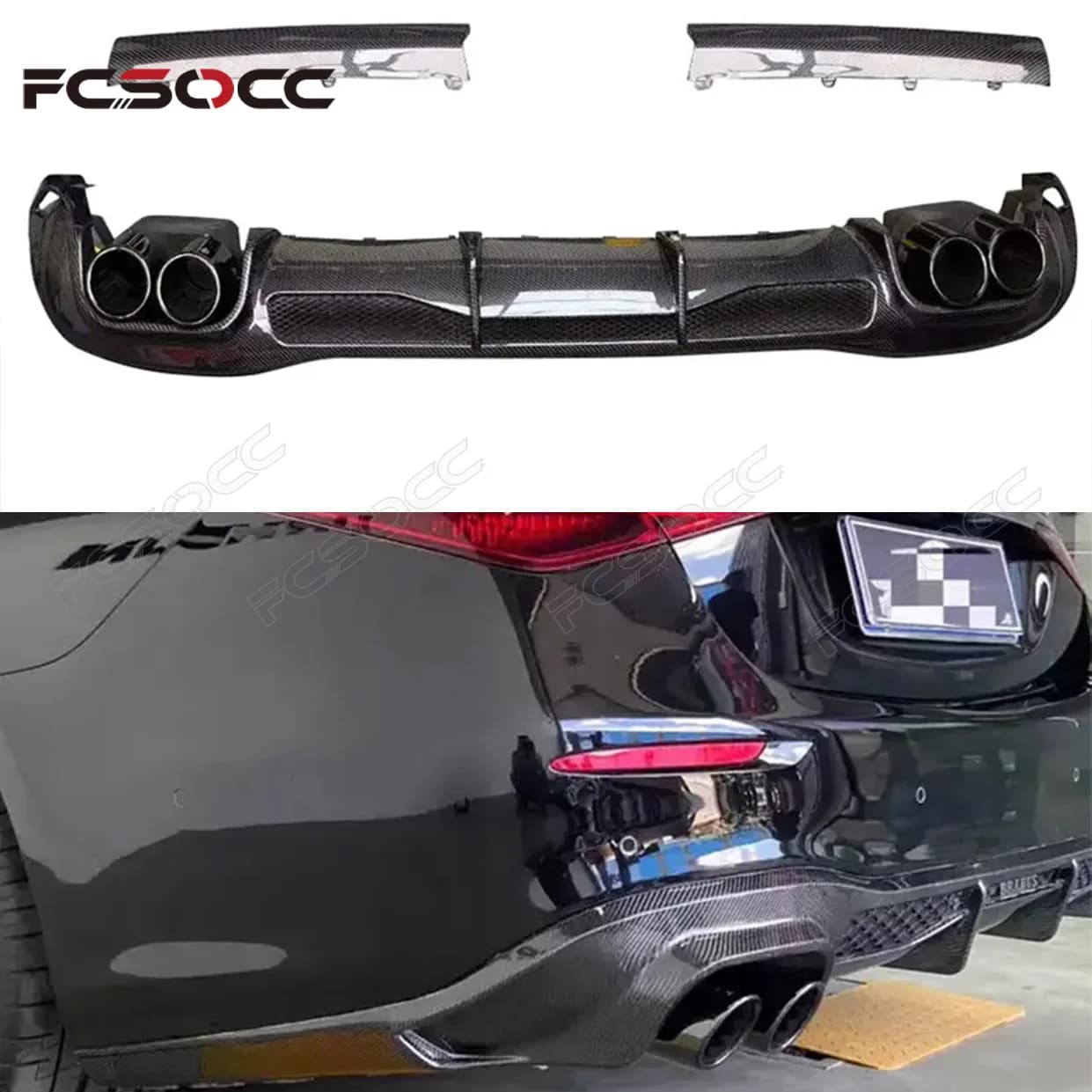 For Mercedes Benz S Class W223 2022+ Sports Carbon Fiber Back lip Car Rear Bumper Diffuser Rear Splitters Spoiler