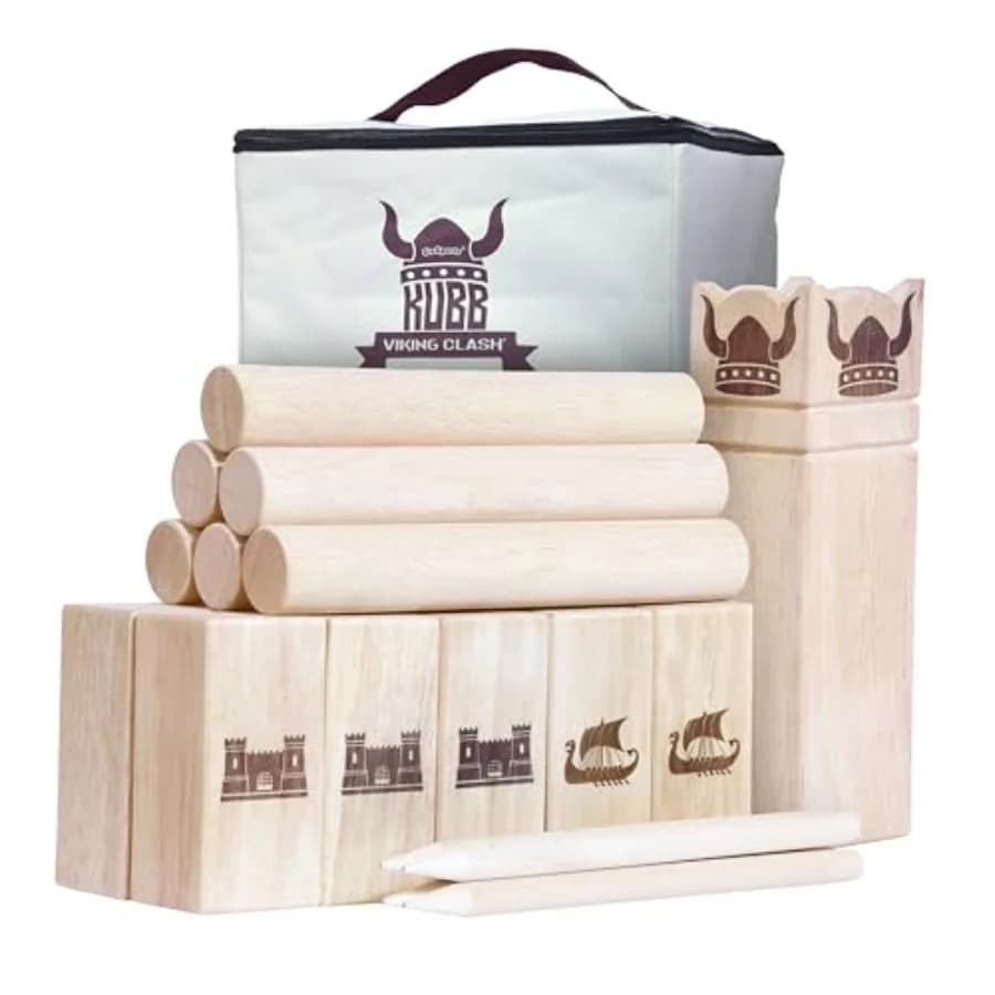 Set da gioco Kubb per esterni - Scegli tra versione regolamentare o da giardino - Gioco da esterno Kuub Viking Chess