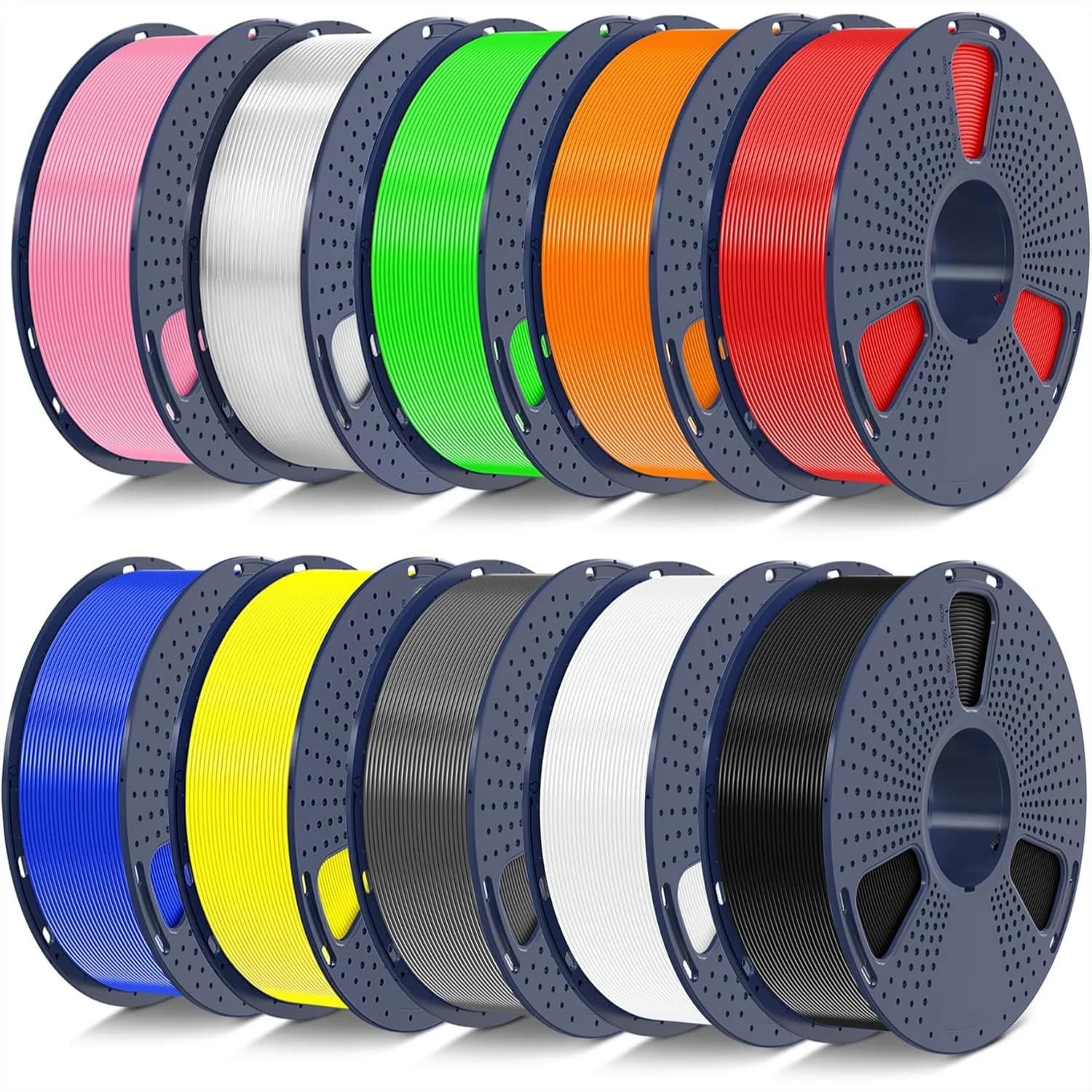 Filamento PETG 1.75mm, Confezione da 10KG, 10 Colori, Sigillato Sottovuoto Individualmente, 1kg per Bobina per Stampante 3D