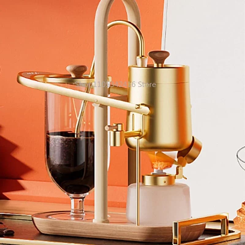 Household Small Belgian Coffee Maker Stainless Steel Siphon Coffee Pot Vintage Style Brewer for Home Coffee Brewing
