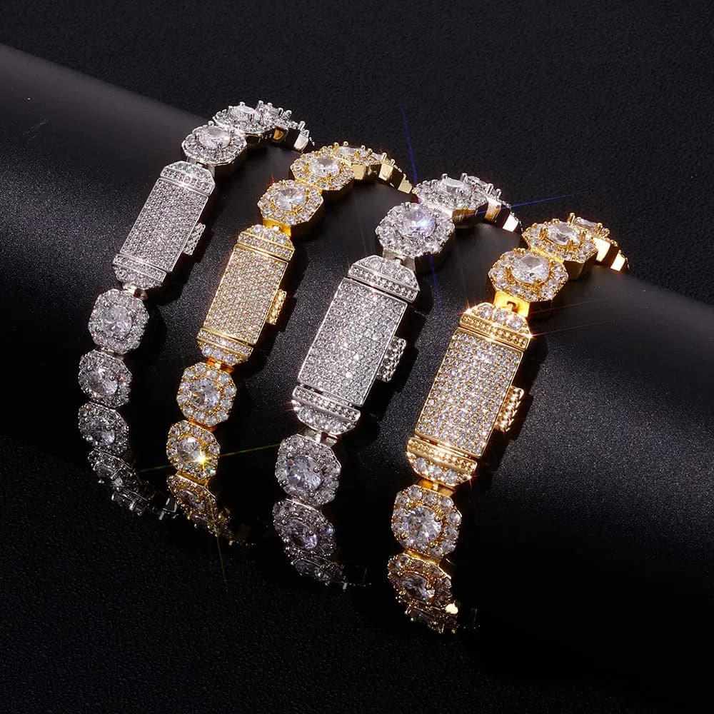 Hip Hop Jewelry Brass Setting CZ Tennis Chain Necklace Gold/Silver Color Iced Out AAAAA Cubic Zirconia Chain