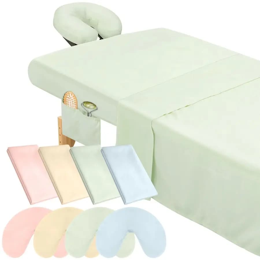 Set of 24 Pieces (8 Sets) of Massage Cot Sheet, Includes Bed Covers, Head Covers and Spa Bed Covers