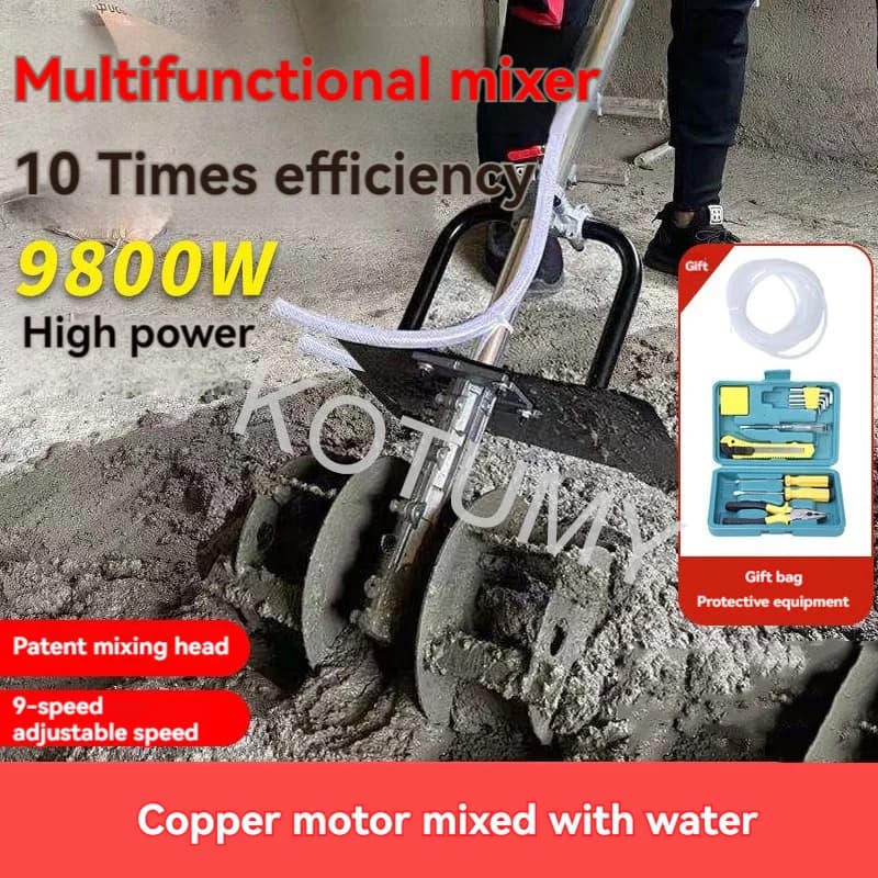 9800W Malta Cemento Mixer Cemento Frullatore per calcestruzzo Attrezzatura ad alta potenza Casa Lime Sabbia Pavimentazione Malta elettrica Mix Cenere Strumento