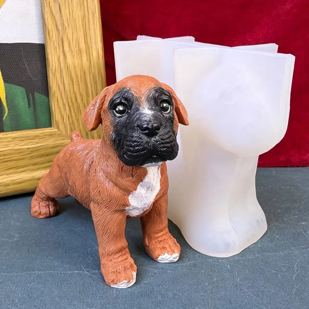3D Boxer Dog Silicone Mold for Polymer Clay Epoxy Resin Cute Puppy Soap Making DIY Plaster Gypsum Craft Mould Resin Suppl